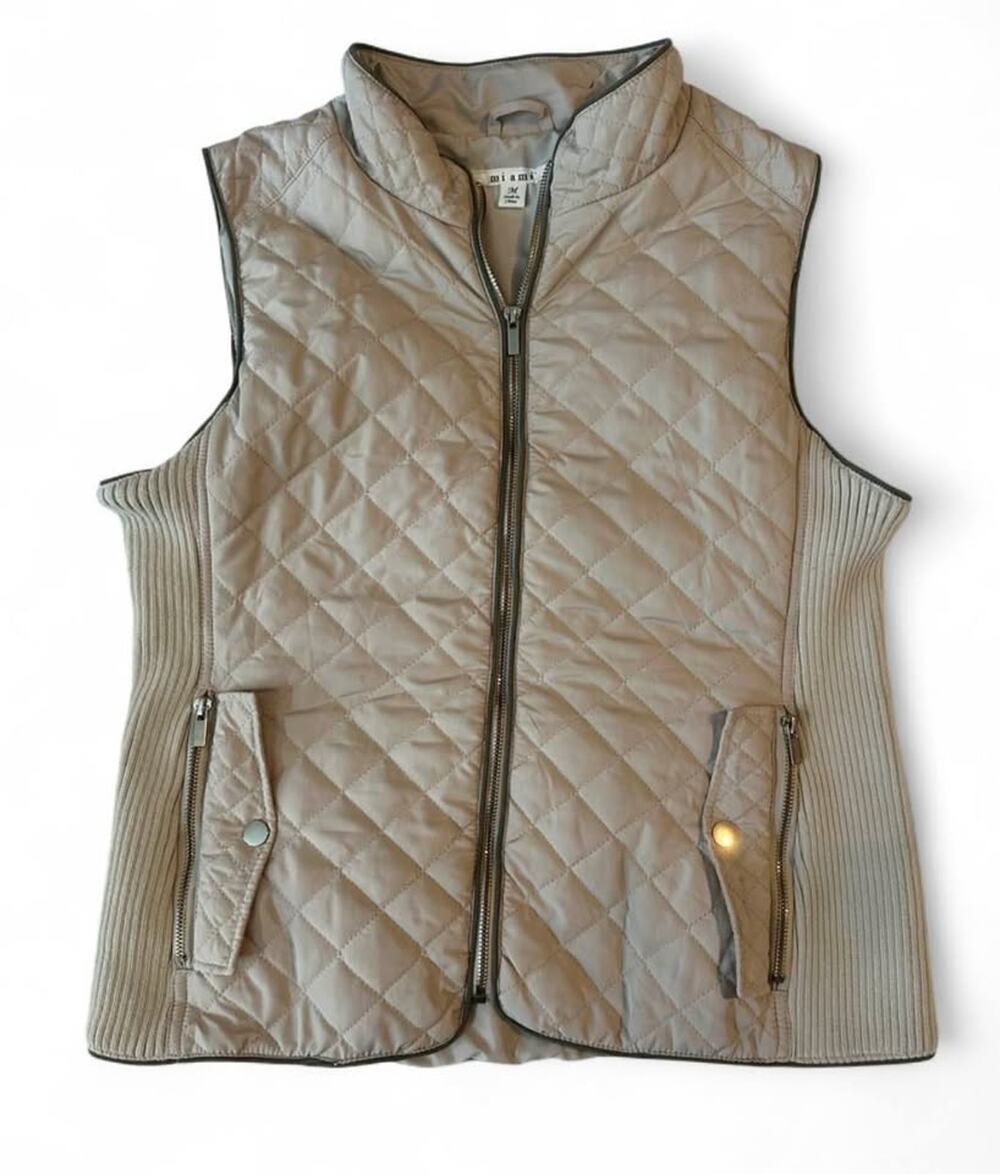 Women's mi ami beige Quilted Vest size medium